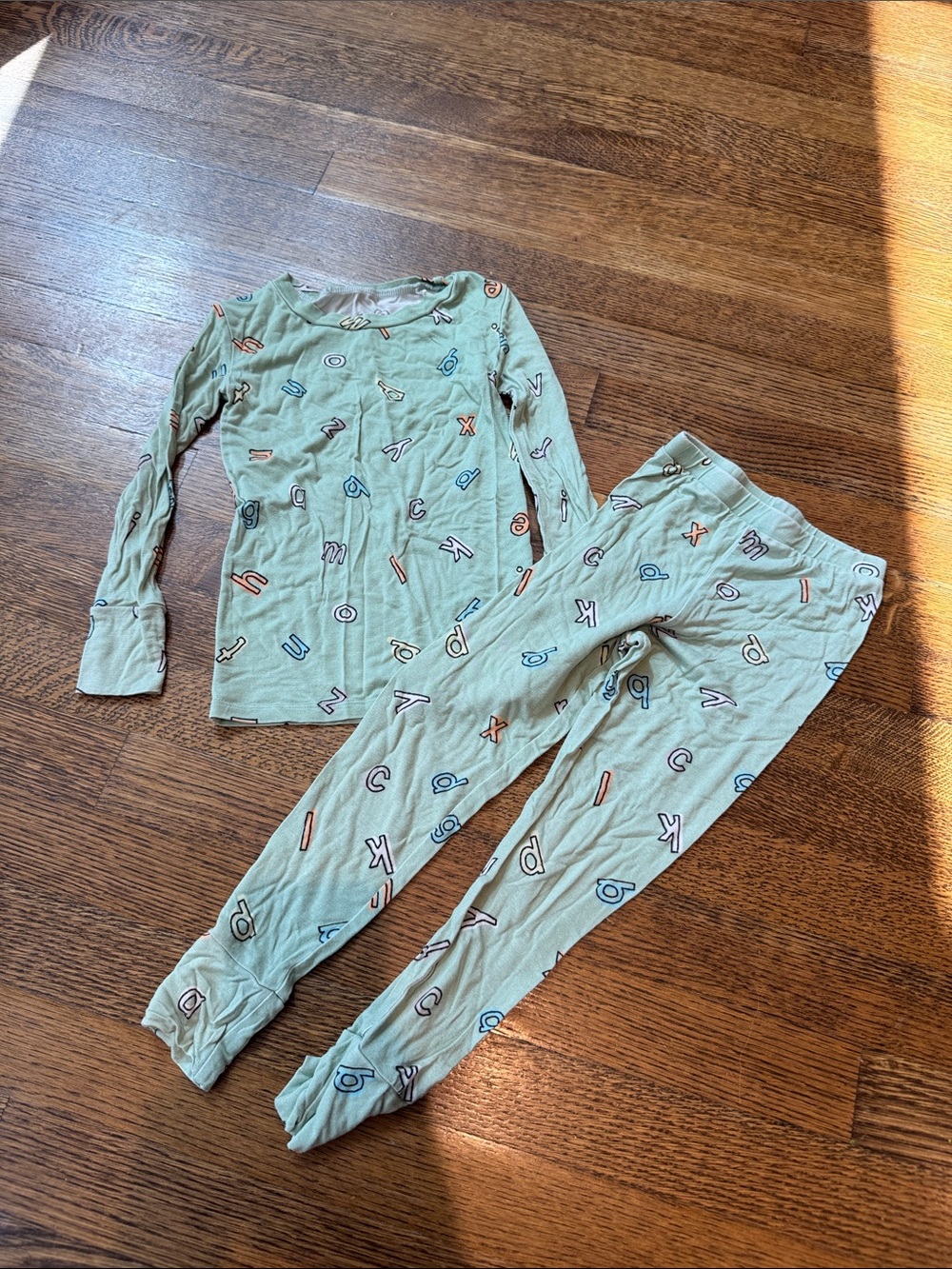 Children's Green Alphabet Print Pajama Set